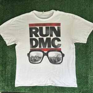 Run DMC NYC Glasses T-Shirt White L Retro Rap Hip Hop Y2K Streetwear